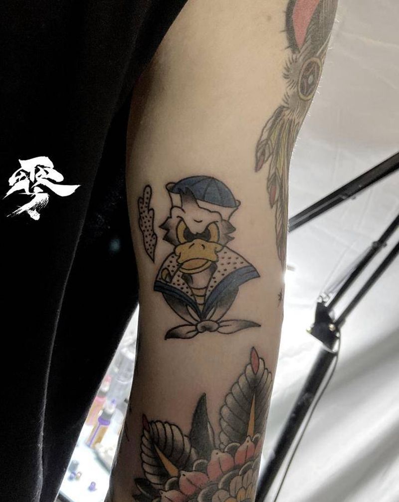 school唐老鸭纹身图片_手臂Old School纹身图案