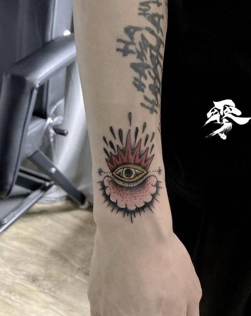 school眼纹身图片_手臂Old School纹身图案