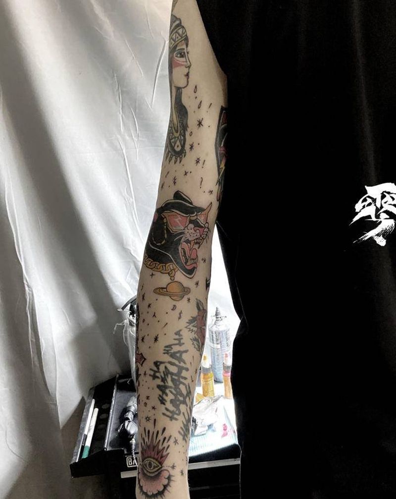 school花臂纹身图片_手臂Old School纹身图案