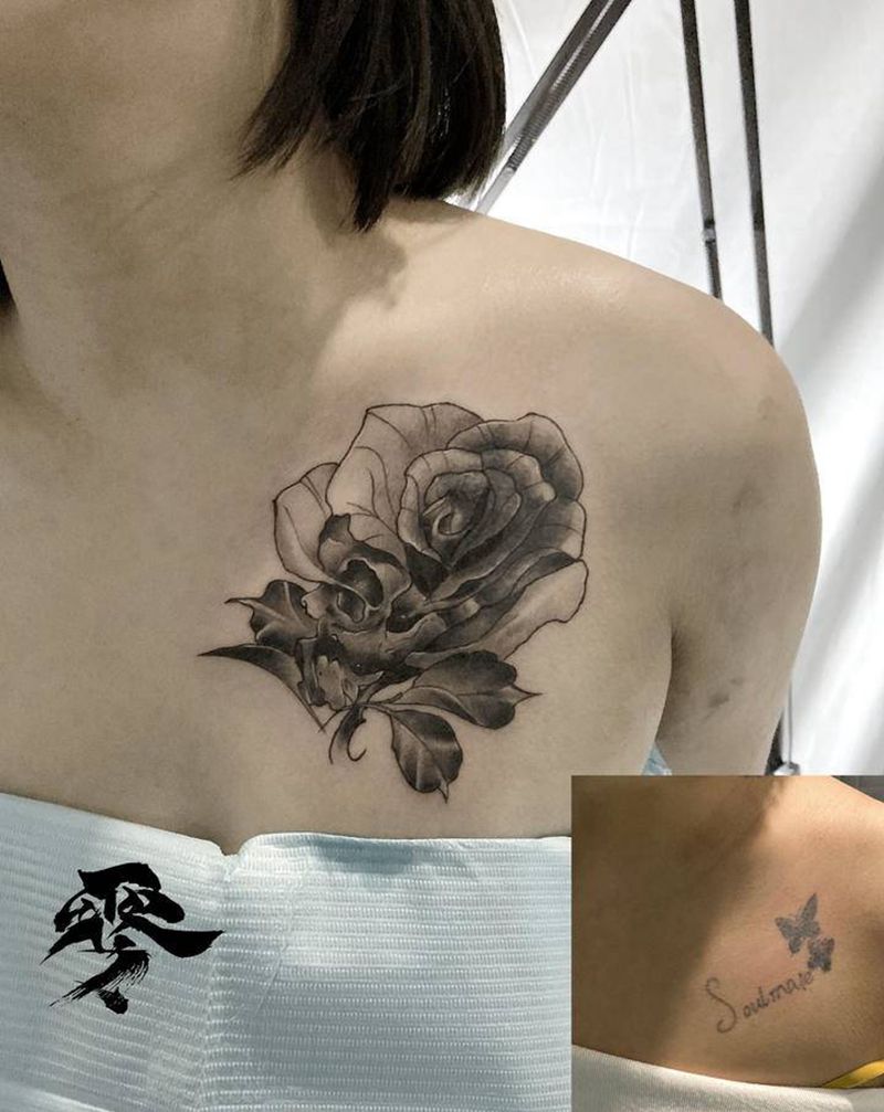 遮盖作品，右下角老图纹身图片_肩部纹身图案