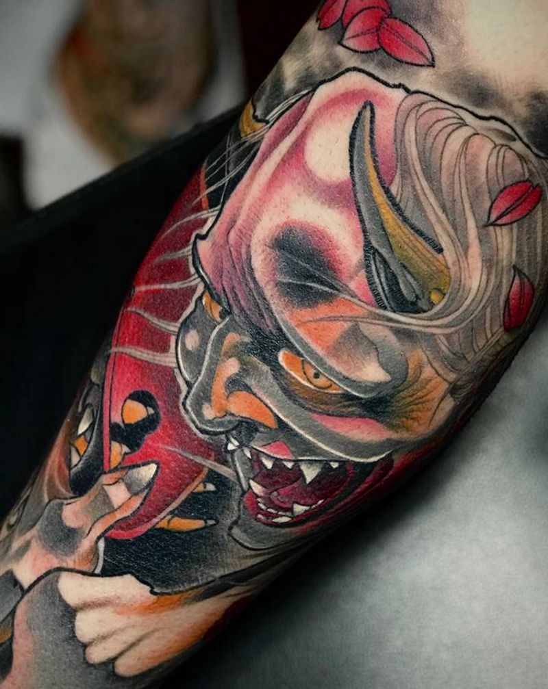 撒旦纹身图片_腿部新传统纹身图案