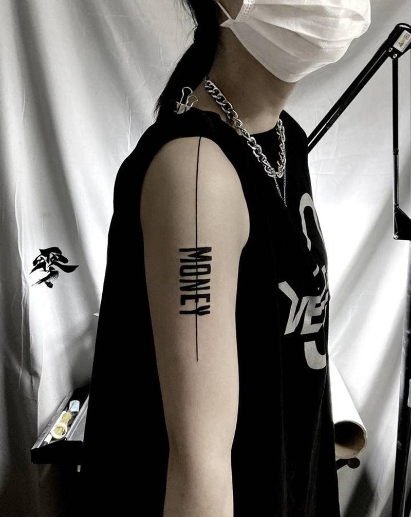 字与线纹身图片_手臂纹身图案