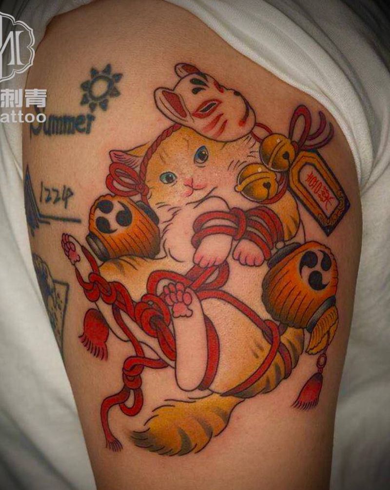 叮当猫纹身图片_手臂New School纹身图案