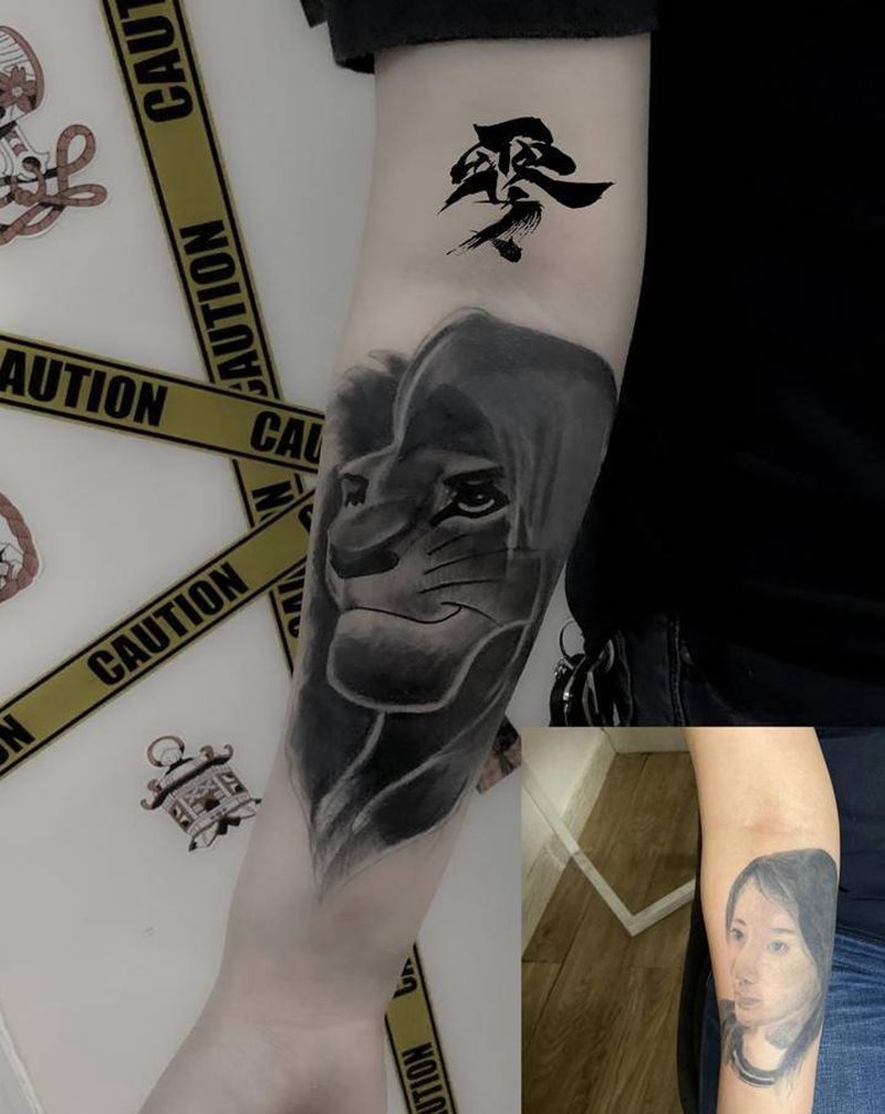 动画电影狮子王辛巴原型遮盖作品纹身图片_手臂纹身图案