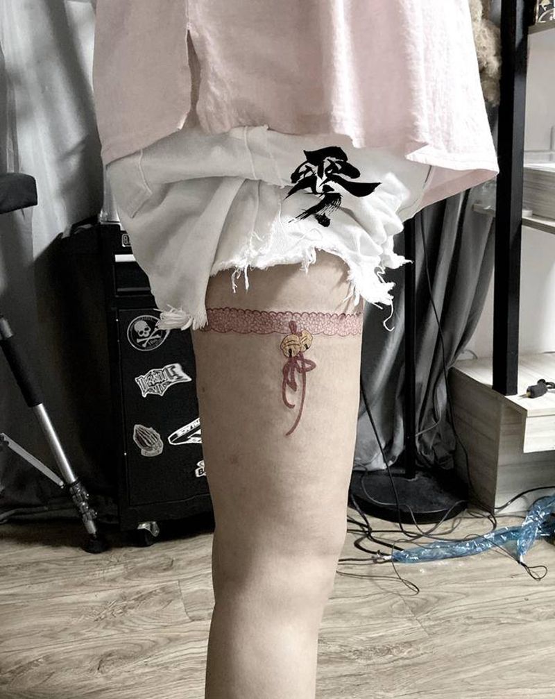 腿环纹身图片_腿部纹身图案