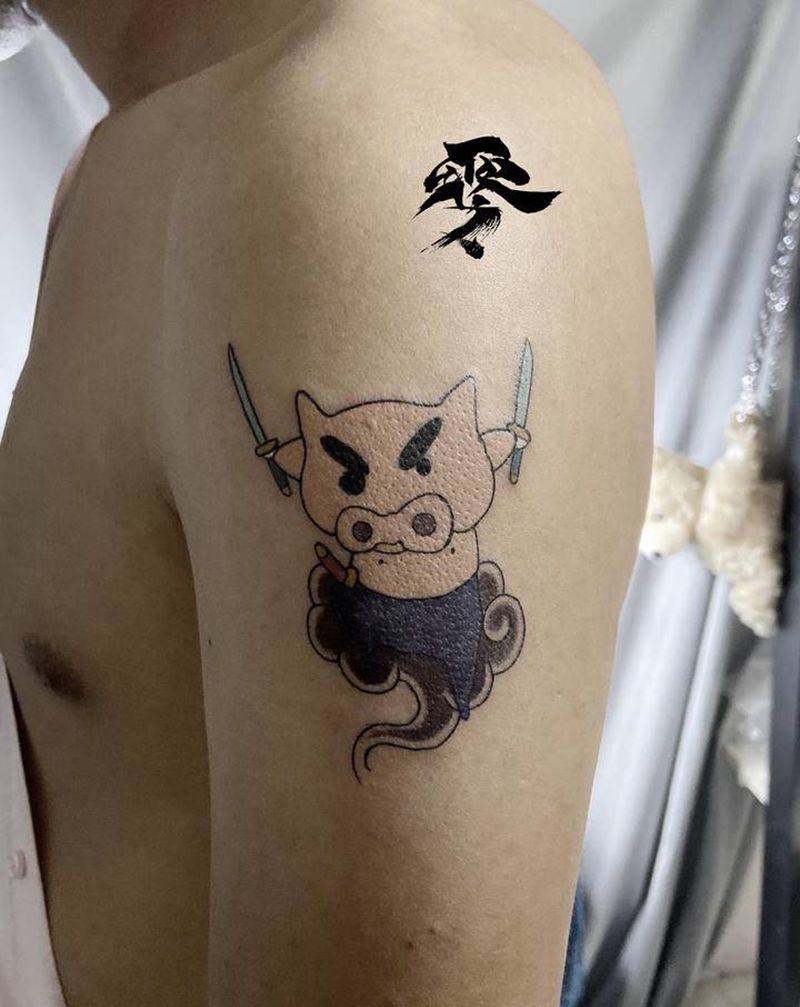 蜡笔小新：肥嘟嘟左卫门纹身图片_手臂纹身图案