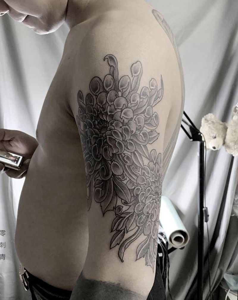 菊花纹身图片_手臂纹身图案