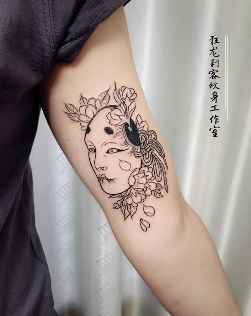 日式线条小清新纹身图片_手臂肩部老传统点刺日式小清新老传统小清新纹身图案