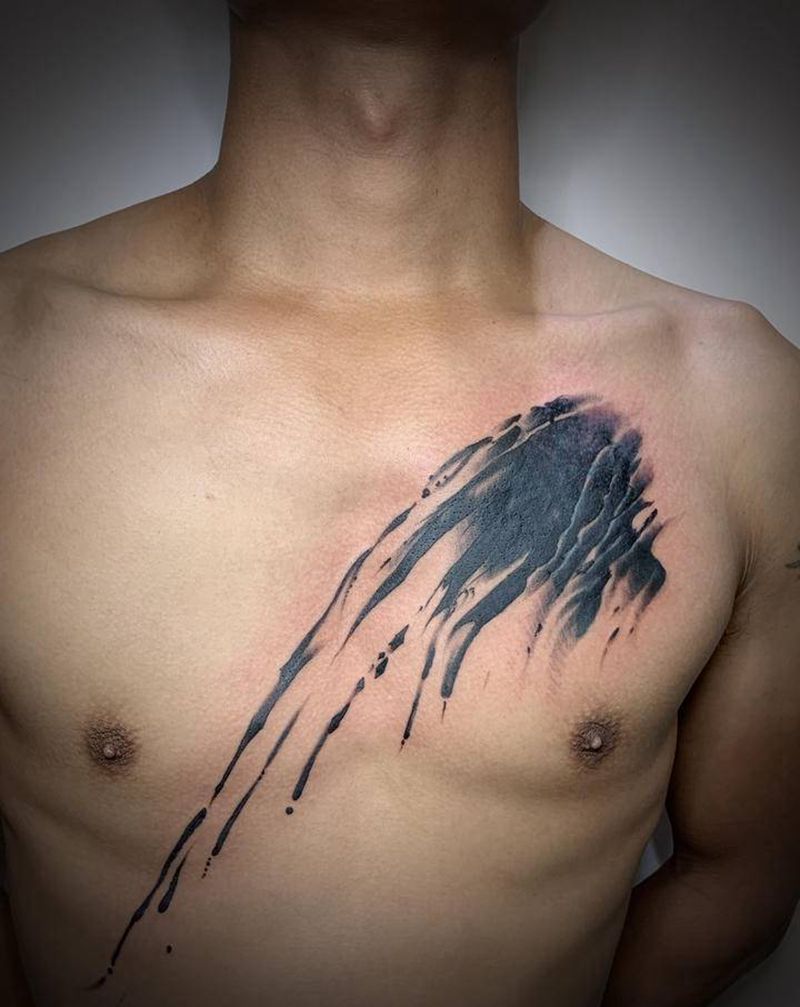 遮盖纹身图片_胸部纹身图案