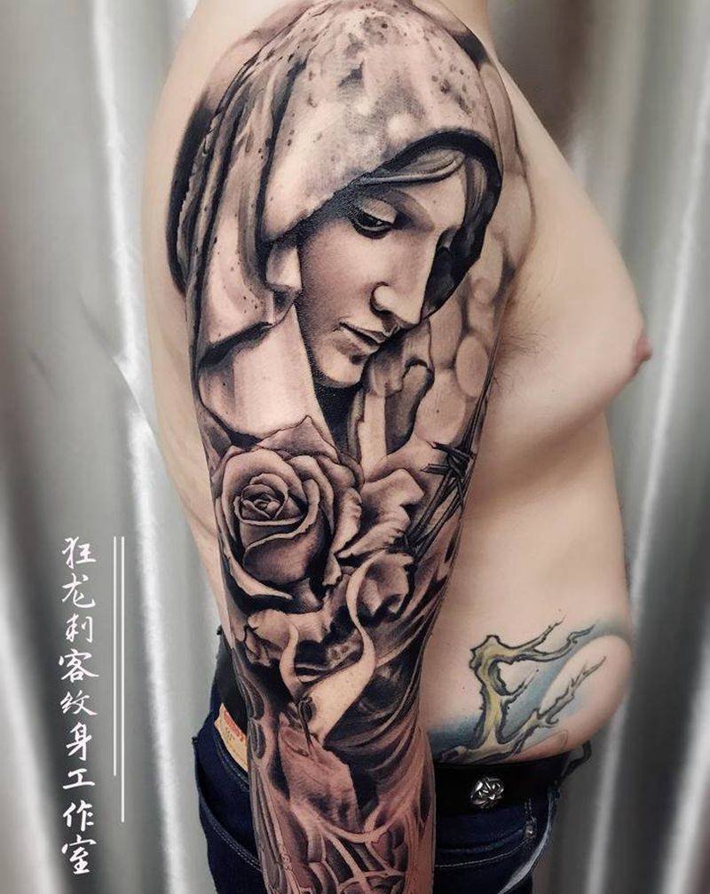 花臂纹身图片_手臂肩部欧美写实欧美写实欧美花臂写实花臂纹身图案