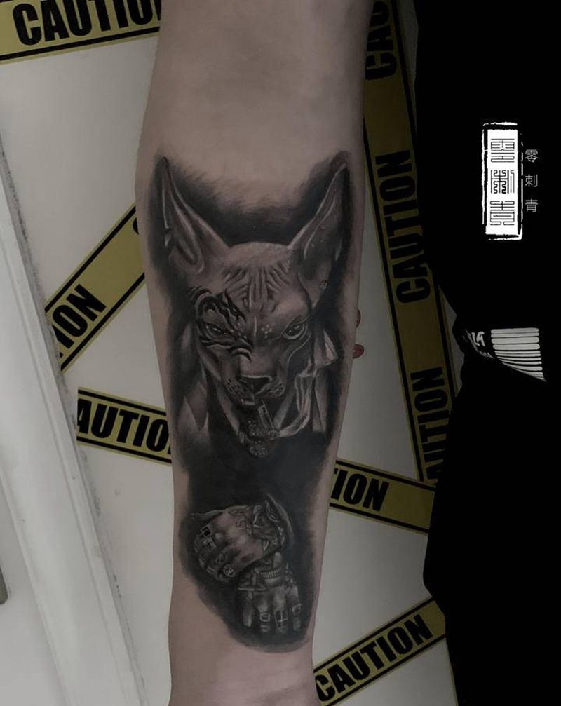 喵喵喵纹身图片_手臂欧美写实纹身图案