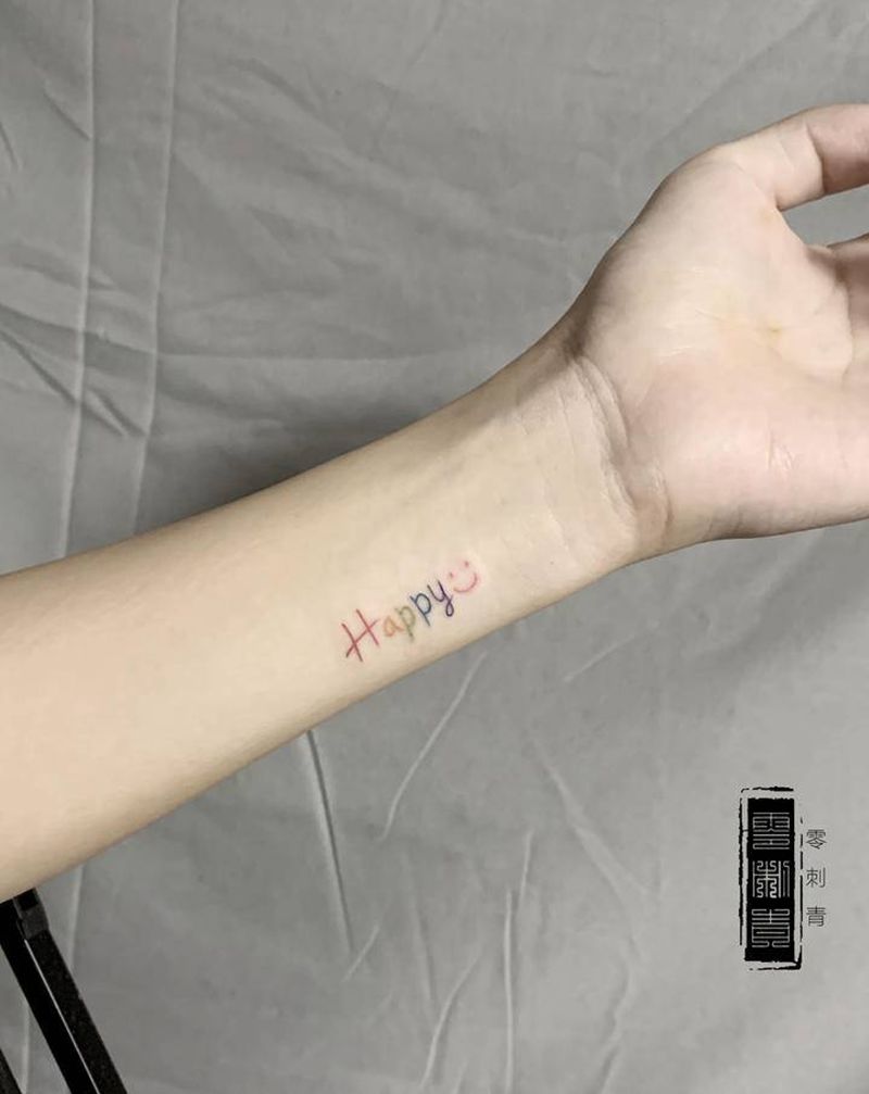 happy纹身图片_手臂纹身图案