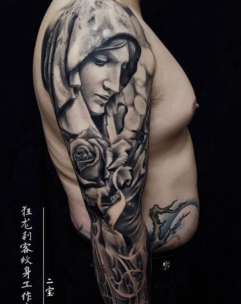 欧美写实花臂纹身图片_手臂肩部欧美写实欧美写实写实花臂欧美花臂纹身图案