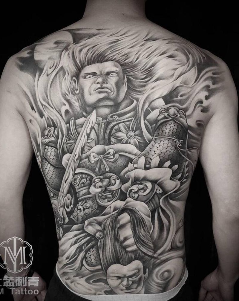 满背恢复后纹身图片_背部欧美写实纹身图案