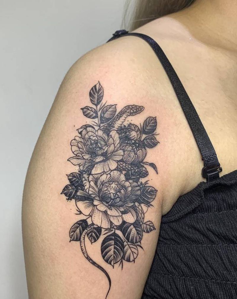 素花纹身图片_手臂遮盖纹身图案