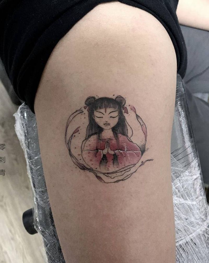 痛仰哪吒纹身图片_手臂纹身图案