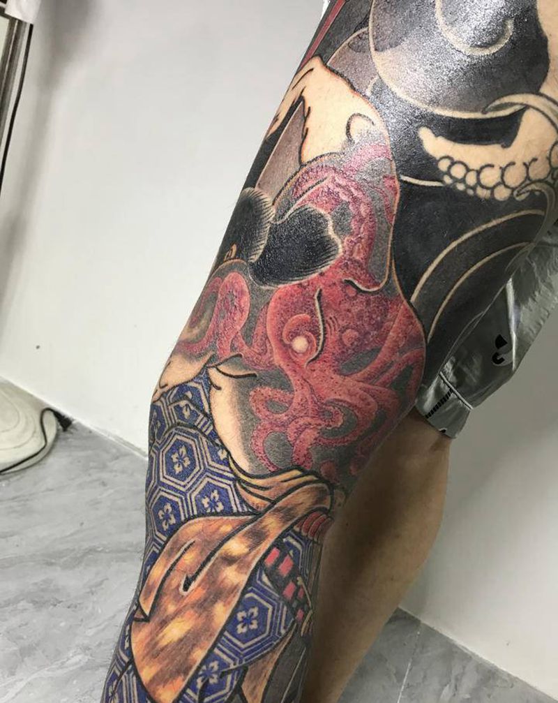 宫本武藏杀山椒鱼纹身图片_老传统纹身图案