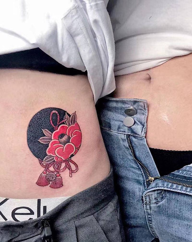 老传统小图纹身图片_腹部腰部纹身图案