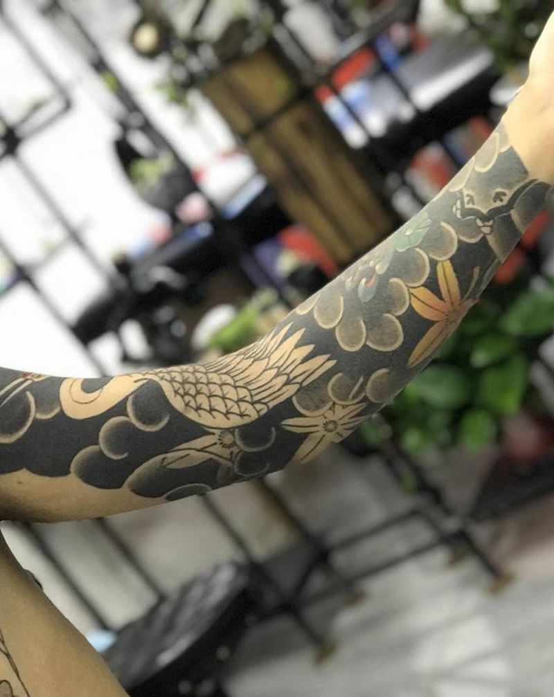 恢复一年后纹身图片_手臂老传统纹身图案