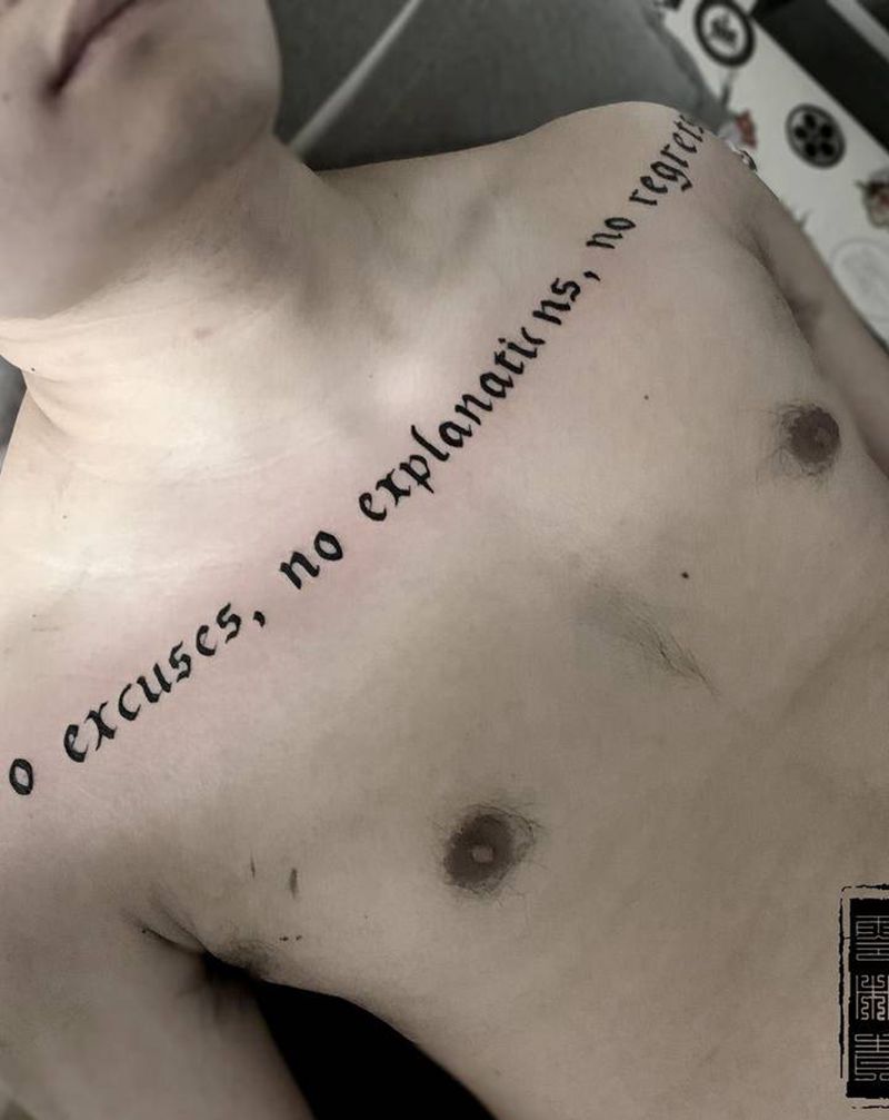 英文纹身图片_胸部纹身图案