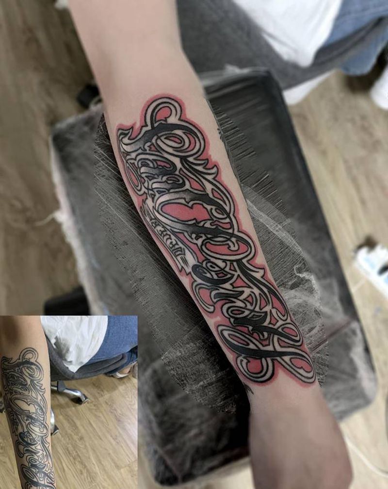 花体字修改纹身图片_手臂纹身图案