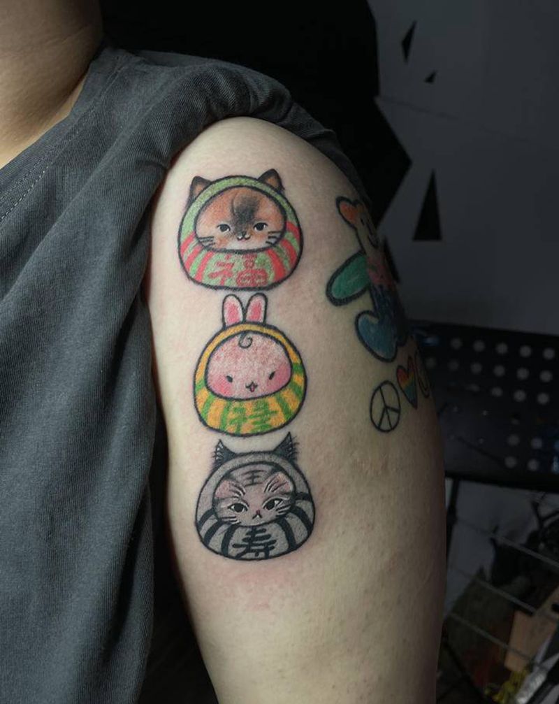 三小只纹身图片_手臂纹身图案