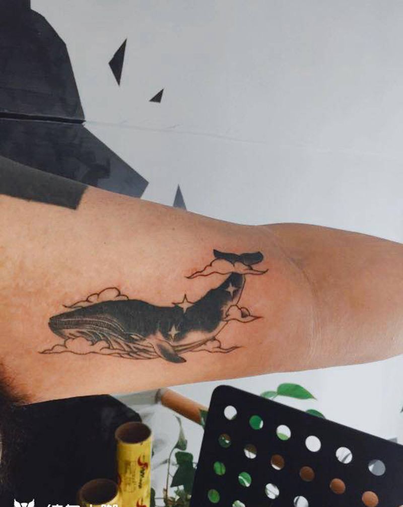 旧图遮盖纹身图片_手臂图腾鲸鱼纹身图案