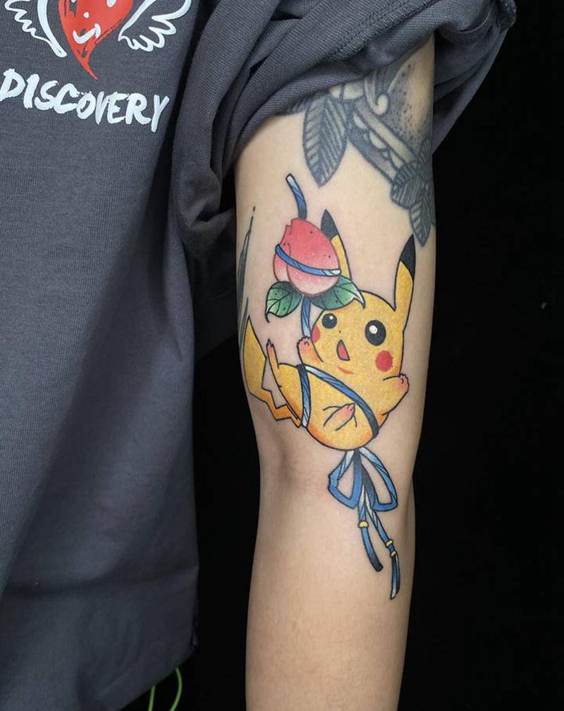 皮卡丘纹身图片_手臂Old School纹身图案