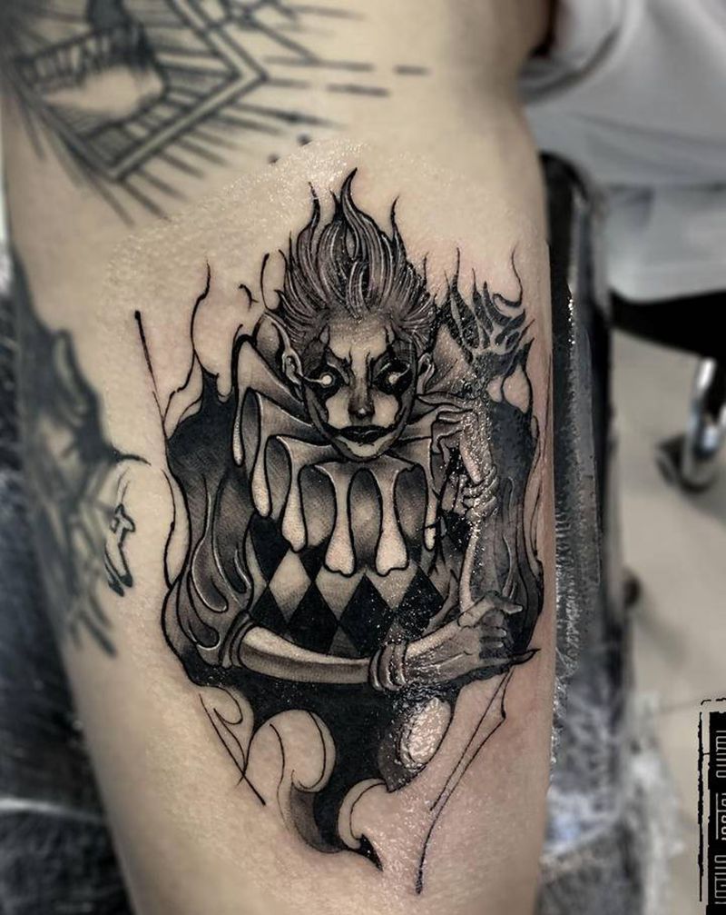 小丑纹身图片_手臂纹身图案