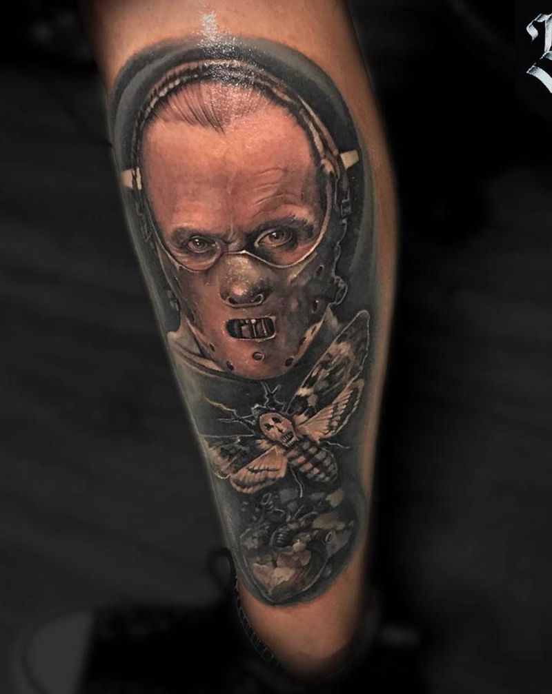 汉尼拔纹身图片_腿部欧美写实汉尼拔上帝的羔羊霍普金斯纹身图案