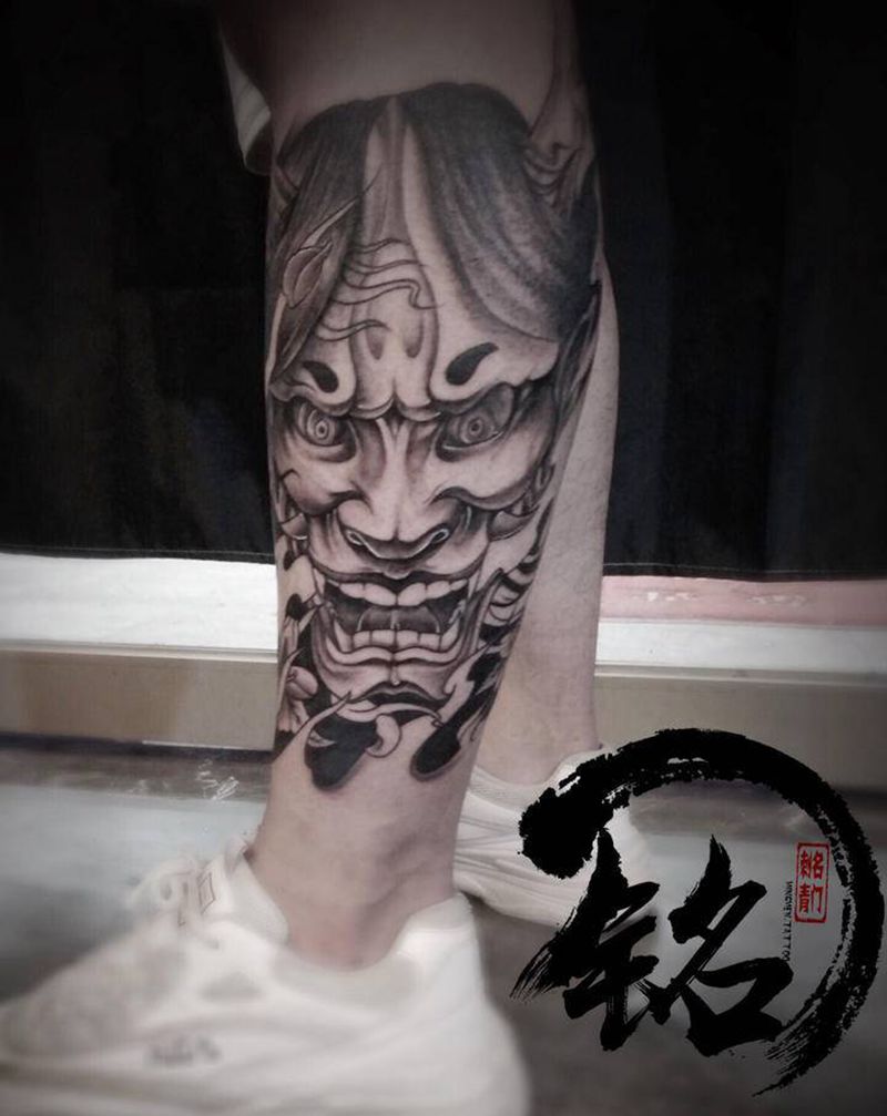 般诺纹身图片_腿部新传统纹身图案
