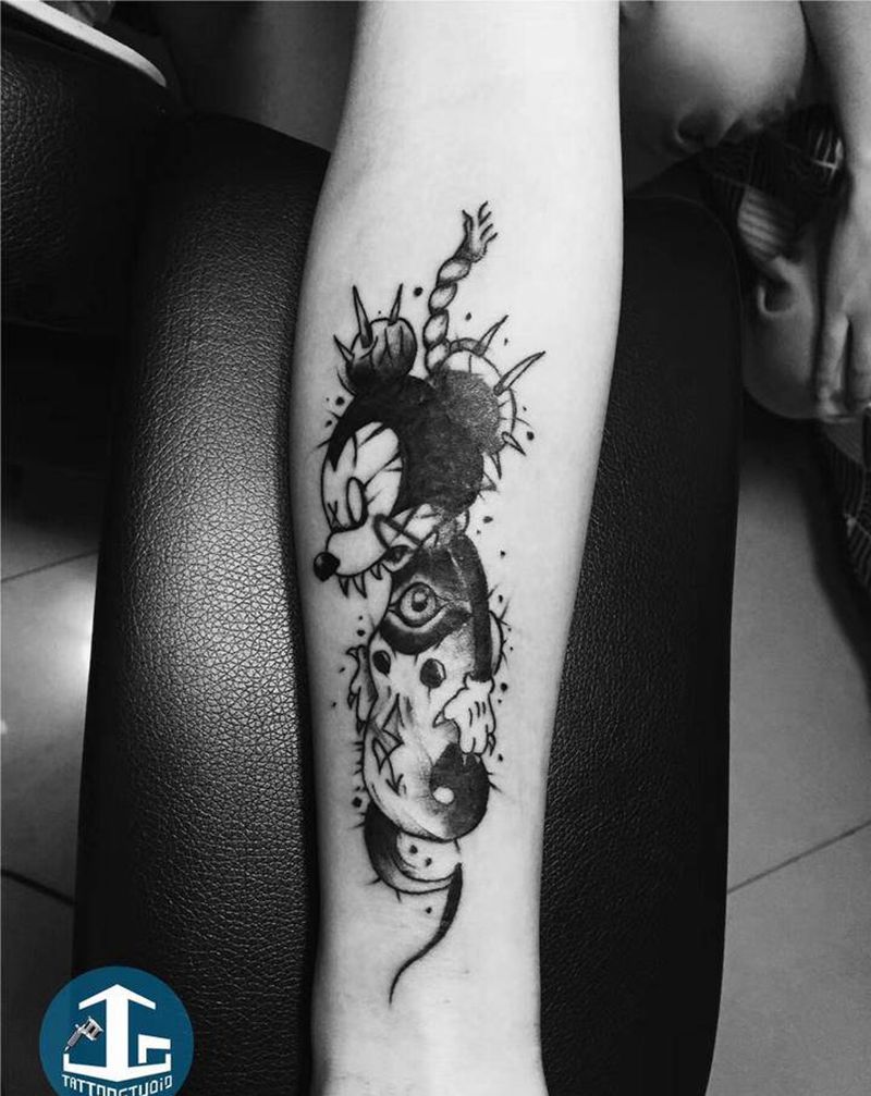 暗黑米奇纹身图片_手臂New School纹身图案