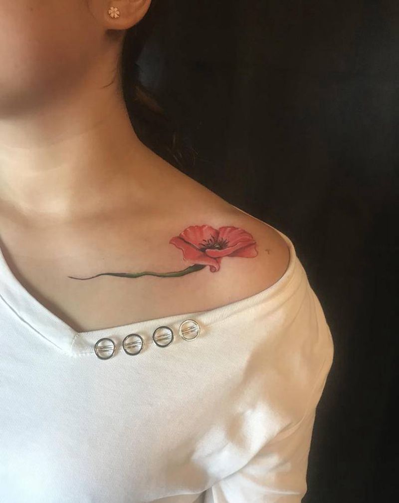 小清新纹身图片_颈部纹身图案