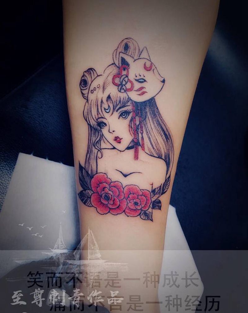 美少女战士～月野兔纹身图片_手臂新传统纹身图案