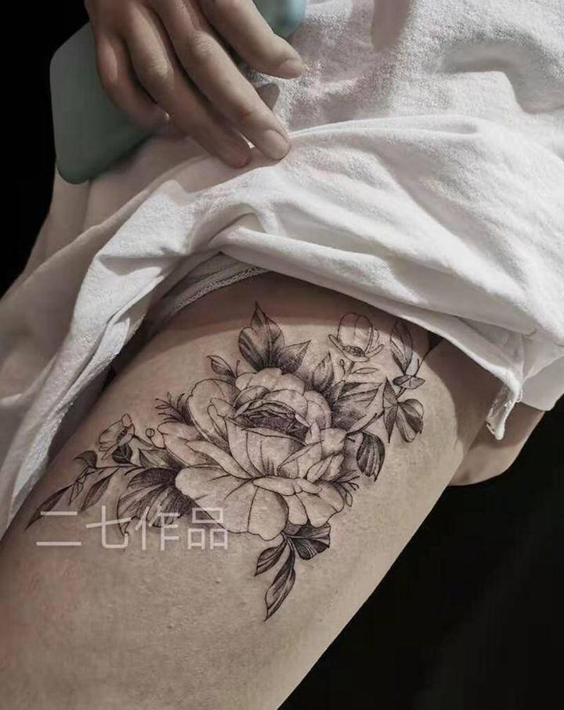 花花纹身图片_腿部纹身图案