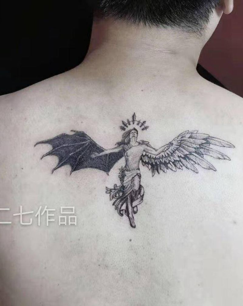 天使纹身图片_背部纹身图案