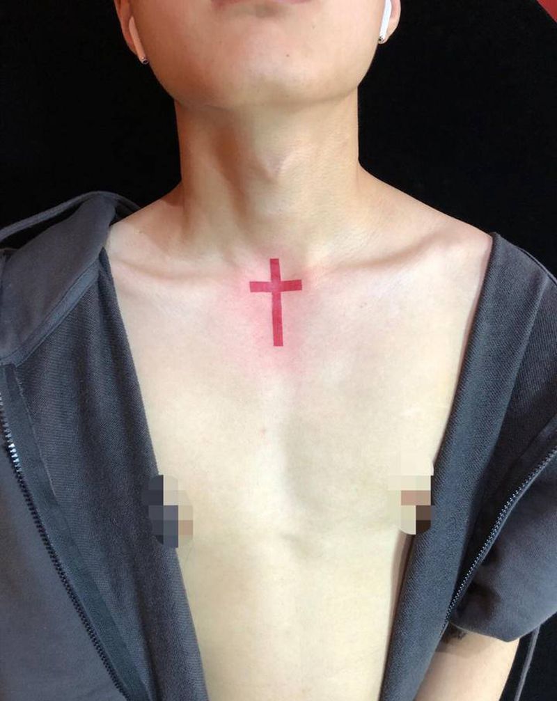 ✝️纹身图片_颈部纹身图案