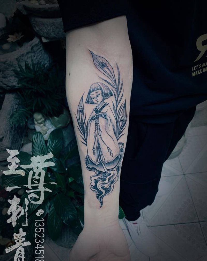 韩少女纹身图片_手臂新传统纹身图案