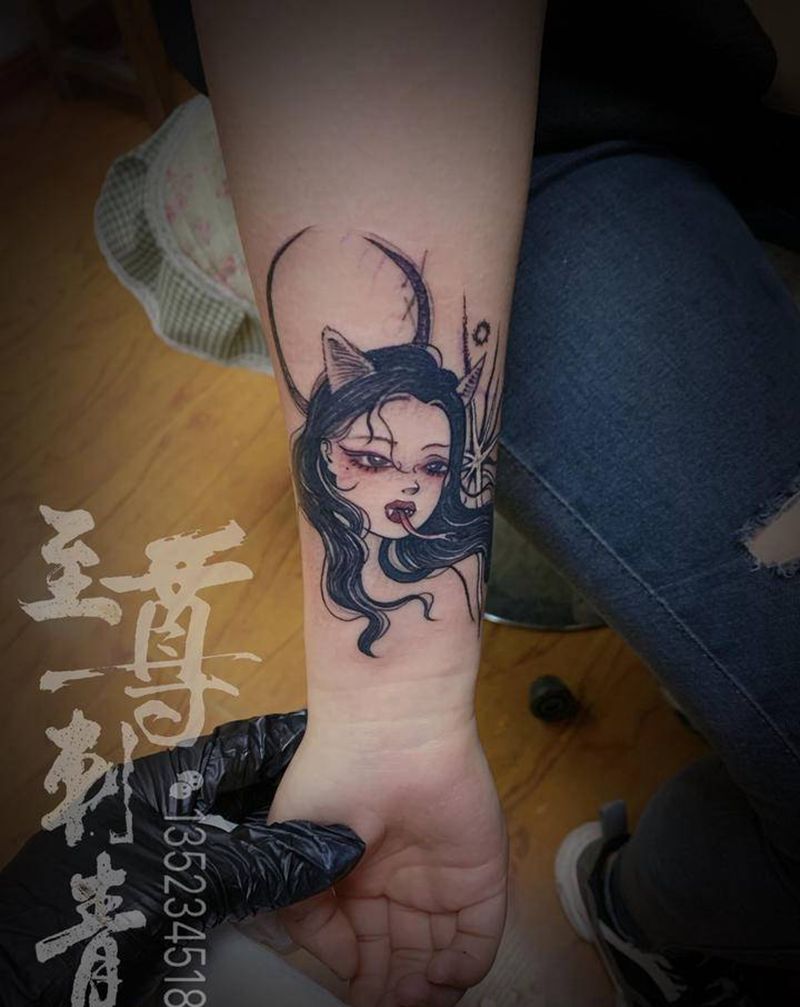 抑郁系纹身图片_手臂森系纹身图案