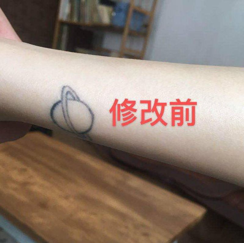 拯救星球纹身图片_手臂手部水彩几何星球纹身图案