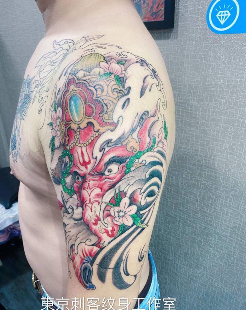 象神纹身图片_手臂新传统纹身图案