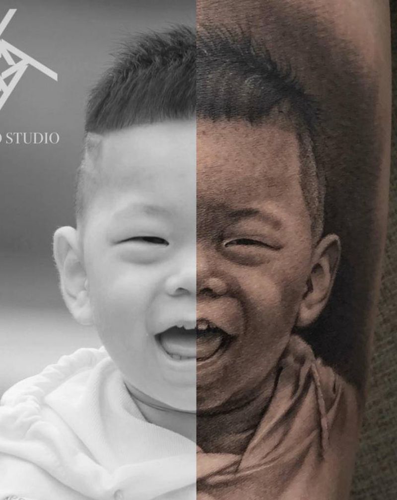 肖像纹身图片_手臂欧美写实肖像照片纹身图案