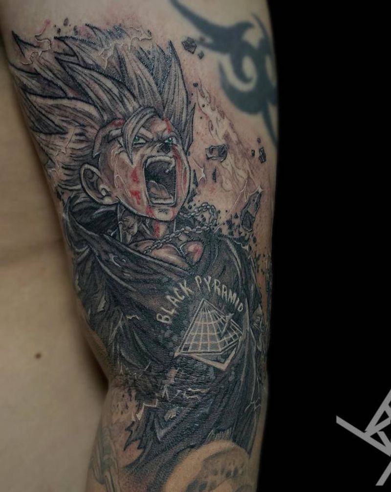 悟饭纹身图片_手臂New School欧美写实孙悟饭七龙珠纹身图案