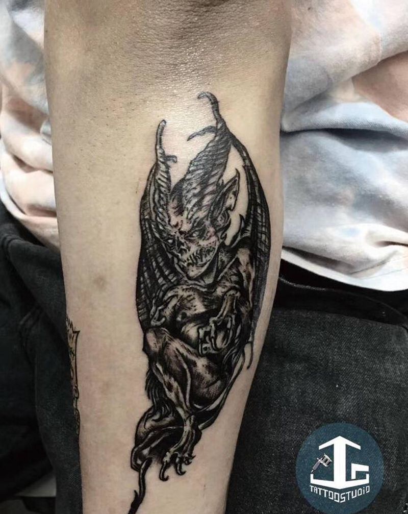 暗黑恶魔纹身图片_手臂欧美写实纹身图案