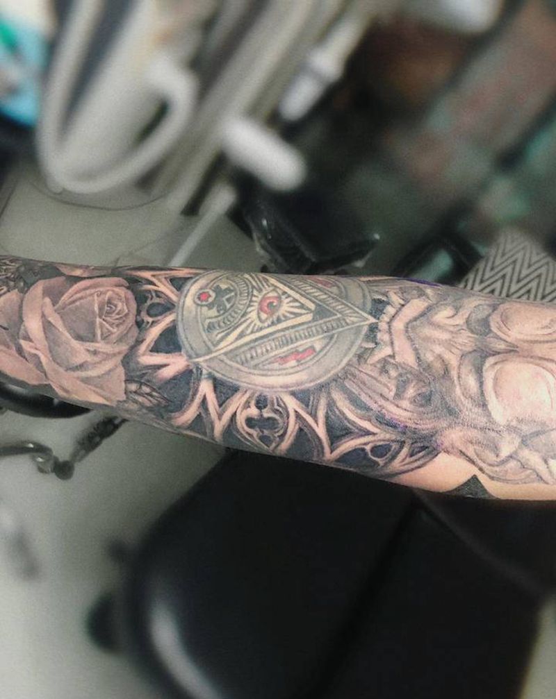 花臂添加修改纹身图片_手臂纹身图案