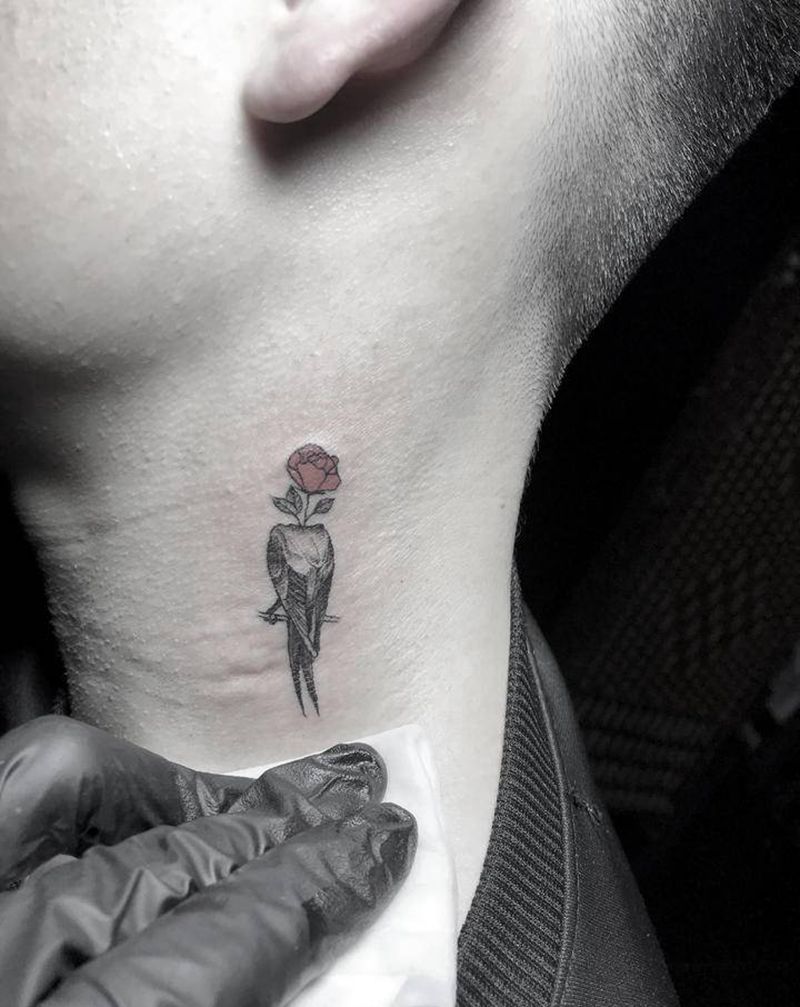 超小图纹身图片_颈部纹身图案