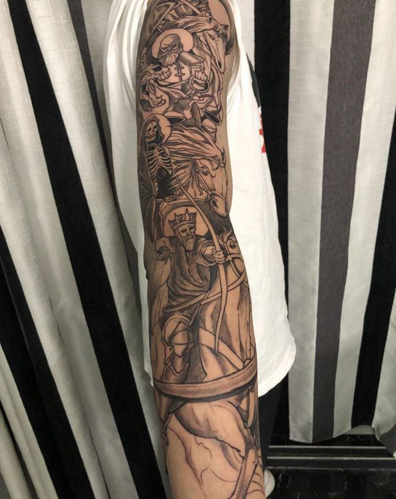 天启四骑纹身图片_手臂纹身图案