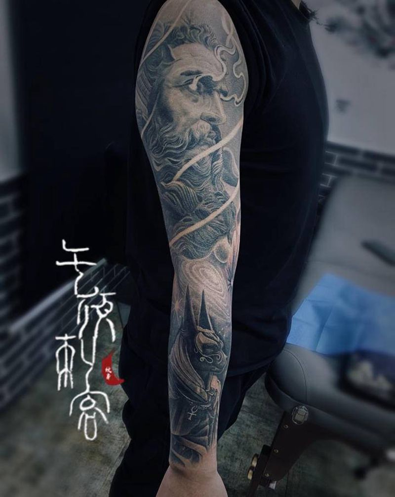 欧美花臂纹身图片_手臂欧美写实纹身图案