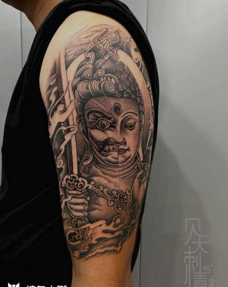 明王纹身图片_肩部纹身图案