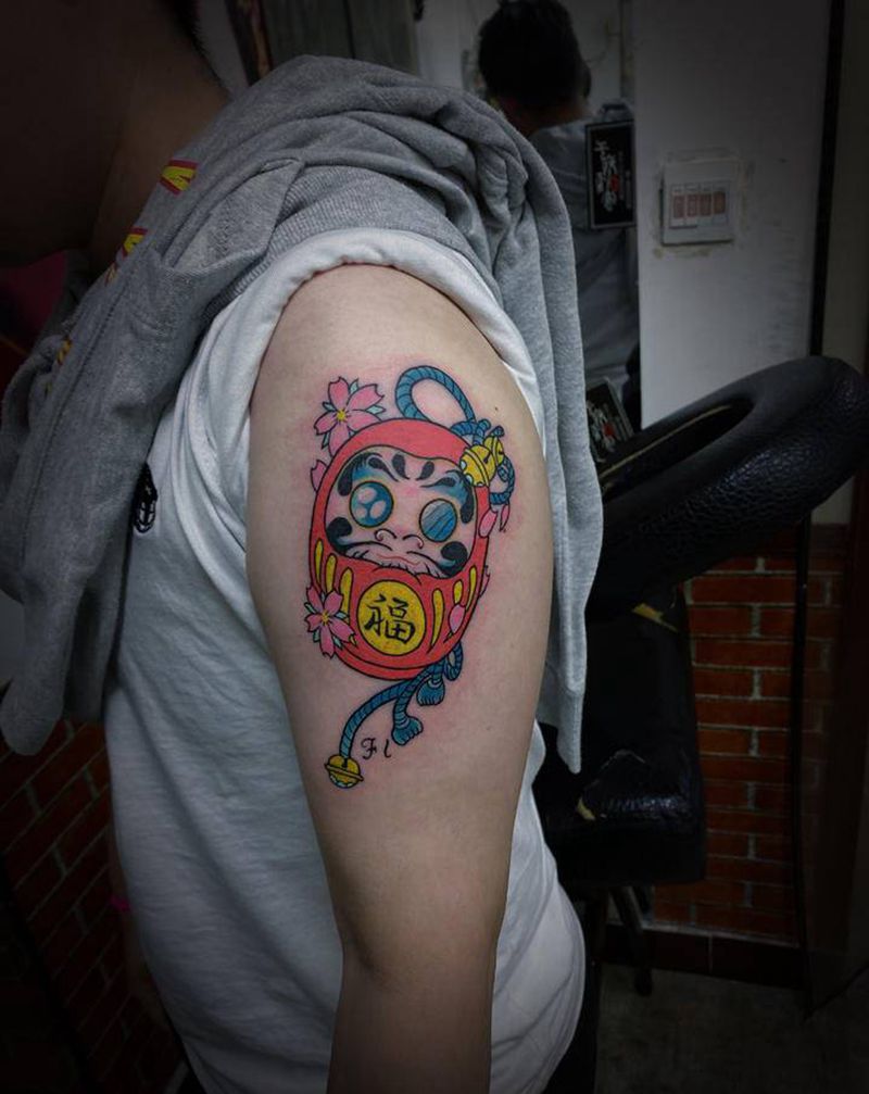 达摩蛋纹身图片_Old School纹身图案